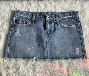 VTG Y2K Miss Me Skirt Blue Jean Short Floral Inside Trim Redondo Denim J53061 - Picture 1 of 10
