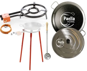 50cm Original Paella Pan Set + 35cm Gas Burner + Lid + Stainless Steel Spoon - Picture 1 of 6