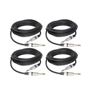 Paquete de 4 cables de DJ macho de 15 pies 1/4" 6,35 mm a cables mono jack de micrófono de audio de 1/4" 6,35 mm - Imagen 1 de 18
