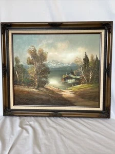 H. Heinz Ross Landscape Artist Original Vintage Painting on Canvas 30 x 26 Frame - Picture 1 of 10