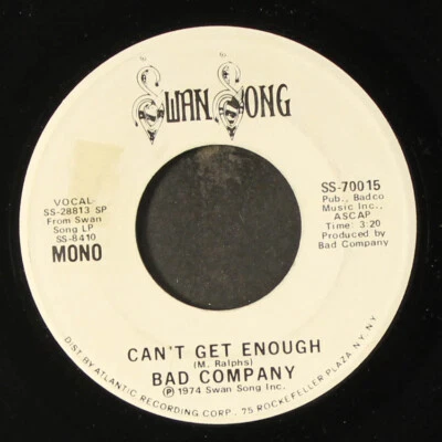 BAD COMPANY: can't get enough / mono SWAN SONG 7" Single 45 RPM Foto 1 de 2