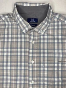 George Medium Gray Plaid Men's Long Sleeve Button Up Shirt Classic Fit - Picture 1 of 7