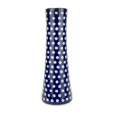 Vase - Blue Eyes/Blue With White Spots - 25 x 6.5/8.5cms - Polish Pottery