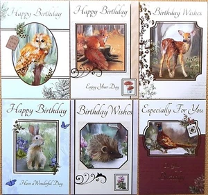 6 Pack of Country Wildlife Animal Birthday Cards Male Female Birthday Cards /WA1 - Picture 1 of 12