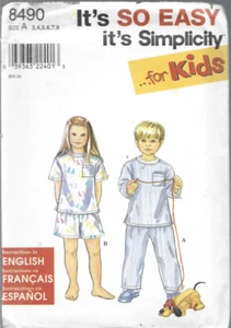 Simplicity It's So Easy for Kids Pattern #8490-Child's Pajamas Sz 3-4-5-6-7-8 - Picture 1 of 1