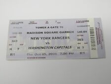 October 5, 2006 New York Rangers Vs. Washington Capitals NHL Hockey Ticket Stub