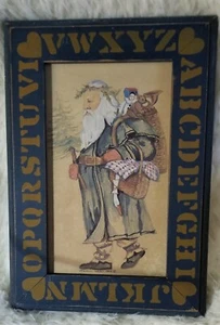 Primitive Style Santa Print ABC Frame - Picture 1 of 2