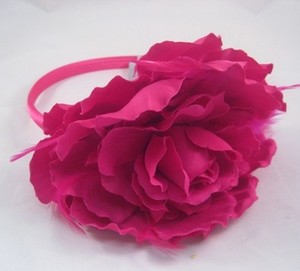 New Large Fuchsia 5" Flower Headband With Feathers NWT From Target #H2011