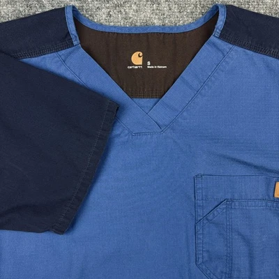 Blusa Médica Carhartt Para Hombre Pequeña Azul Marino Cuello en V Bolsillo Médico Ripstop C14108 Foto 1 de 4