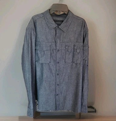 Sean John Men's XL Denim Blue Wash Long Sleeve Button Shirt Pre-owned Excel cond - Image 1 of 4