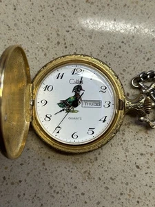 Vintage Gold Pocket Watch - Colibri Brand Duck Hunting Theme - Picture 1 of 5