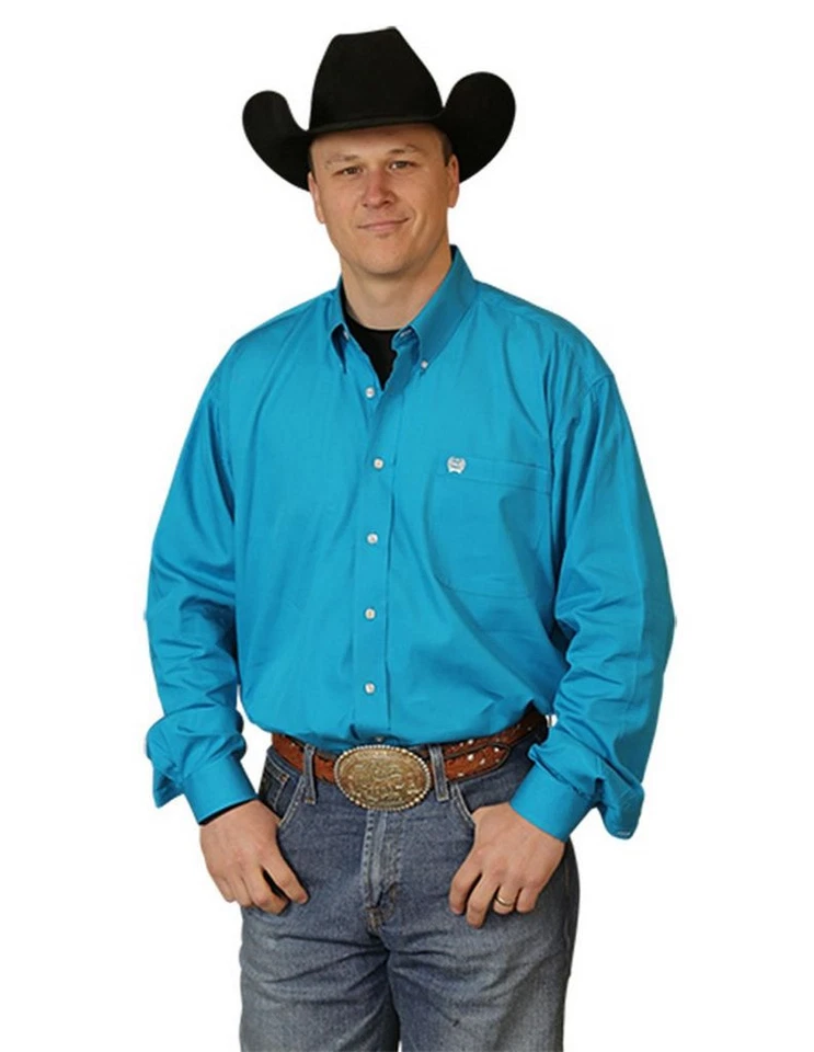 Cinch Long Sleeve Button-down Solid Shirt - Big and Tall Teal Xxx-large