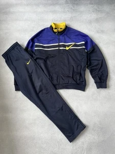 Vintage Nike Tracksuit Blue Yellow Retro Style Big Logo Jacket & Pants Set - Picture 1 of 22