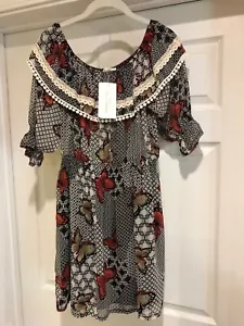Hot & Delicious NWT Women’s Dress Size Medium M Butterfly Crochet Lined Black - Picture 1 of 9