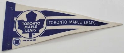 Vintage Toronto Maple Leafs NHL 1991 Trench Felt Mini Pennant 4 x 9 - Image 1 of 2