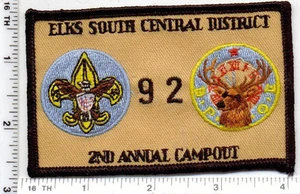Elks - Distrito Central del Sur - 2do Campout Anual - Parche en el Hombro - 1992 - Imagen 1 de 1