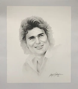 Michael Landon Charcoal Pencil Lithograph By Gary Saderup 1991 24” X 20” Poster - Picture 1 of 2