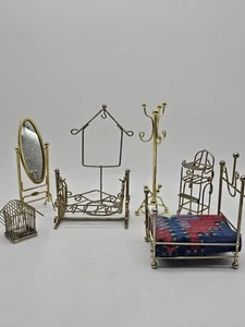 Vintage Metal Dollhouse Furniture Set Dining Room, Kitchen, Bedroom, Nursery Set - Picture 1 of 3
