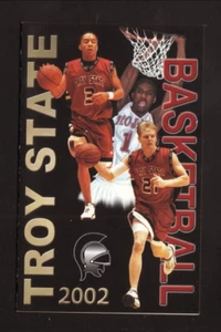 Troy State Trojans--2001-02 calendario de bolsillo de baloncesto--Troy Bank & Trust - Imagen 1 de 2