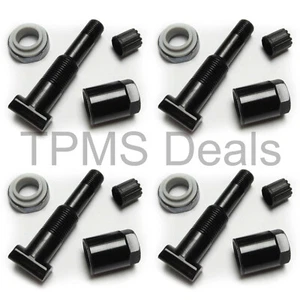 Black Valve Stem Set Fits 2017 2018 2019 2020 BMW M2 Competition OE TPMS Sensor - Picture 1 of 2