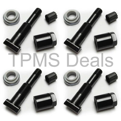 Black Valve Stem Set Fits 2015 2016 2017 BMW 3 Series F30 Sedan OE TPMS Sensor - Image 1 of 2