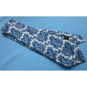 Vintage Rodin Men's Paisley Tie Blue Silver Textured 54.5" Acetate Italy - Picture 1 of 2