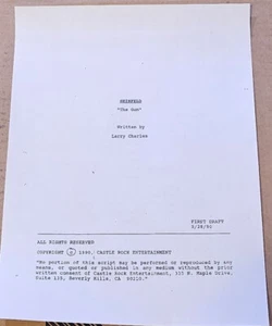 Unproduced SEINFELD "The Gun" (aka "The Bet") script Larry Charles notes Reprint - Picture 1 of 1