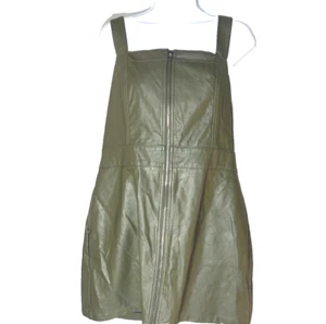 WILD FABLE abito donna in pelle verde oliva full zip taglia large - Foto 1 di 9