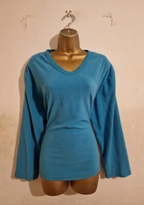 Dream Blue Turquoise White Long Sleeve Fleece Pyjama Top 14 16 Years UK 12 14 16 - Picture 1 of 4