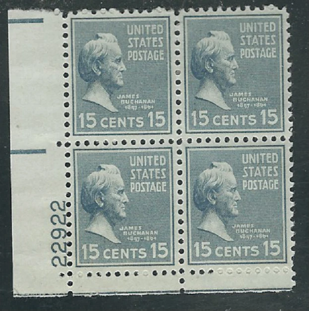 Scott #820...15 Cent...Buchanan...Plate Block...MNH - Image 1 of 1