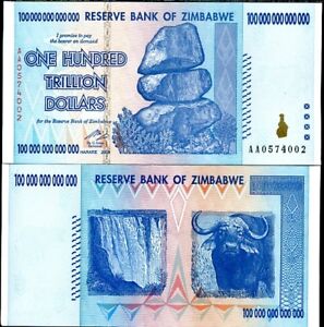 Zimbabwe 100 trillions de dollars 2008 P 91 UNC