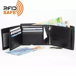 Portafoglio Uomo Pelle Bifold Doppio Flip ID Zip Moneta Protezione RFID by DiLoro - Foto 1 di 34