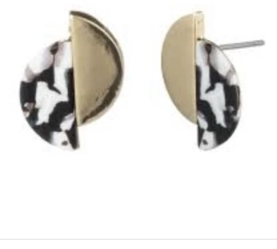 Новый без ЯРЛЫКОВ образец продажи Trina Turk geo половина круга черный и белый серьги JT21-1 - Изображение 1 из 4