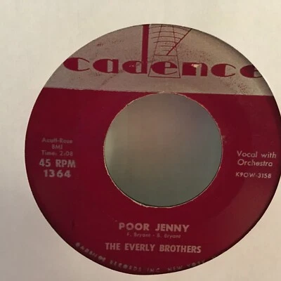  THE  EVERLY  BROTHERS   7"  VINYL  SINGLE , TAKE A MESSAGE TO MARY / POOR JENNY - Image 1 of 2