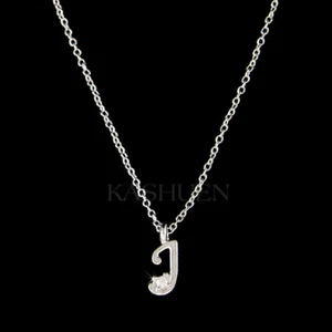 Letter J Initial Dainty Cubic Zirconia Charm Chain Necklace Personalized Jewelry - Picture 1 of 1
