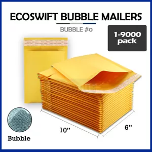 1-9000 #0 6x10 "EcoSwift" Kraft Bubble Mailers Padded Envelope Bags 6" x 10" - Picture 1 of 6