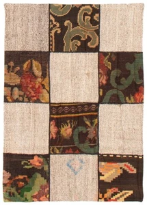 Vintage Hand Woven Carpet 3'6" x 4'9" Traditional Wool Kilim Rug - Picture 1 of 9