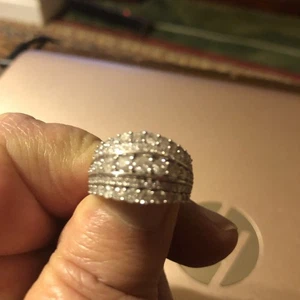 1.00CTW Real Diamond 10K White Gold Graduating Signet Ring Size 63/4 (5.7 Grams - Picture 1 of 11