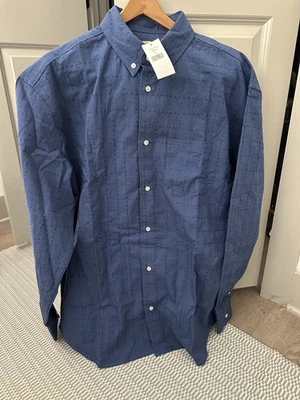 Glass Cypress Cotton Button Down Shirt Hand Stitch Pattern Made In US Blue NWT - Image 1 of 4