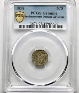 1858 PCGS XF Details Three Cent Silver, 3CS, 3 Cent Silver Piece - Picture 1 of 4