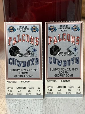 November 21 1993 Falcons Cowboys Ticket Deion Sanders 1 Rec. 70 Yds Ticket Stub - Image 1 of 2
