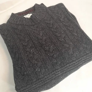 Jersey tejido grueso cálido 80 % lana de cordero talla XL tejido con cable carbón blanco Stuff - Imagen 1 de 21