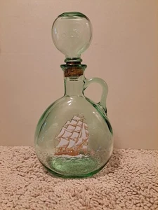Alte Fitzgerald Flaggschiff 1849 Dekanter leer grün Glas Maritim - Bild 1 von 10
