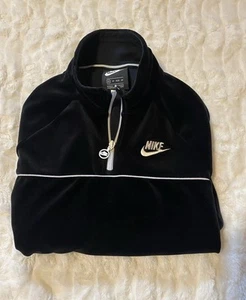Nike Women’s Black Velour Cropped Quarter Zip Top/Pullover - Swoosh/Logo Size XS - Picture 1 of 10