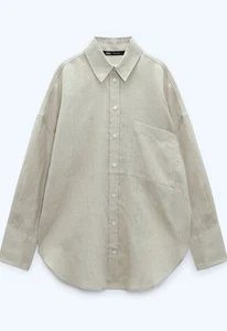Zara Basic Leinenhemd Leinenbluse 100% Leinen Beige Neu - Bild 1 von 4