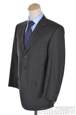 Calça masculina CARUSO listrada cinza 100% lã jaqueta - UE 52 / EUA 42 L - Imagem 1 de 4