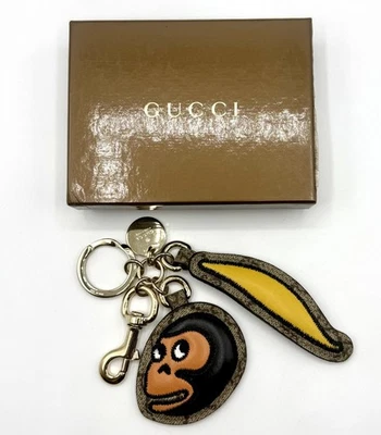 New GUCCI UNICEF Monkey Banana Supreme GG Key Ring/Charm 239047 8652 - Image 1 of 4