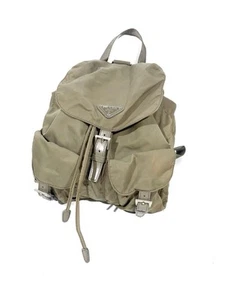 Prada Olive Nylon & Leather Authentic Backpack Size Medium Made In Italy - Picture 1 of 13