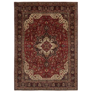 Alfombra persa anudada a mano Tabriz 345x248 cm Orient Wolle Carpet Rug roja - Imagen 1 de 14