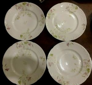 Theo Haviland Limoges Scalloped Edge Floral Design SALAD or DESSERT PLATES(4) - Picture 1 of 4